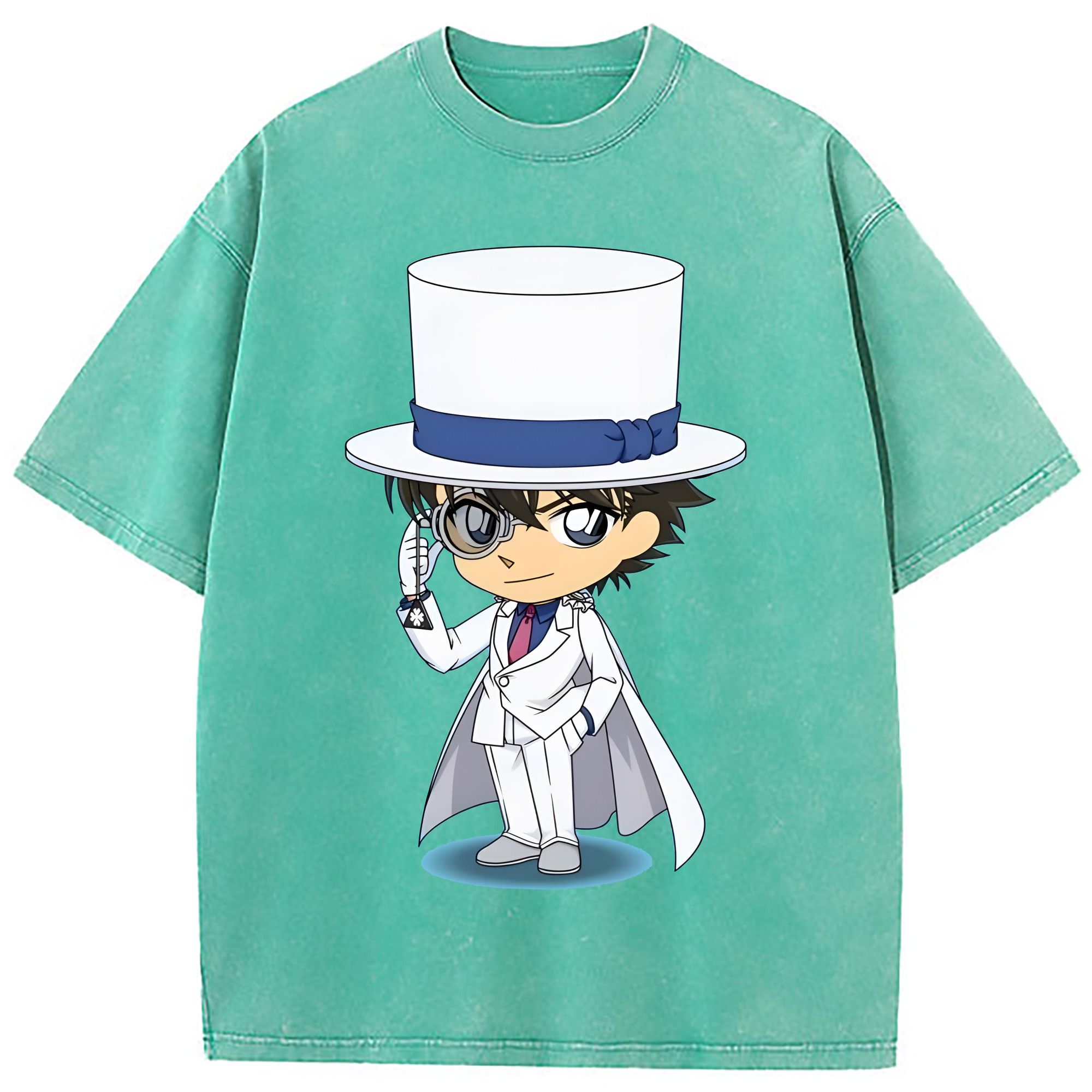 （画像用） 名探偵コナン くろば かいと Detective Conan Kuroba Kaito 綿100% ヴィンテージ風 半袖Tシャツ（フロントプリント）